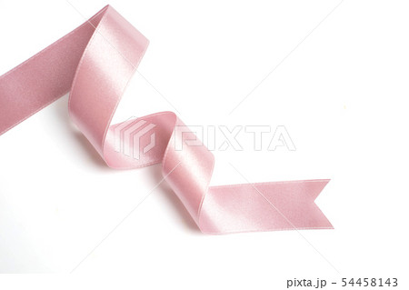 pink ribbon in roll on white 54458143