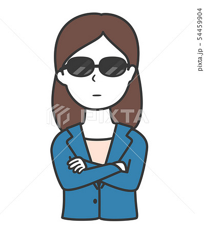 サングラスをして腕を組む女性のイラスト素材