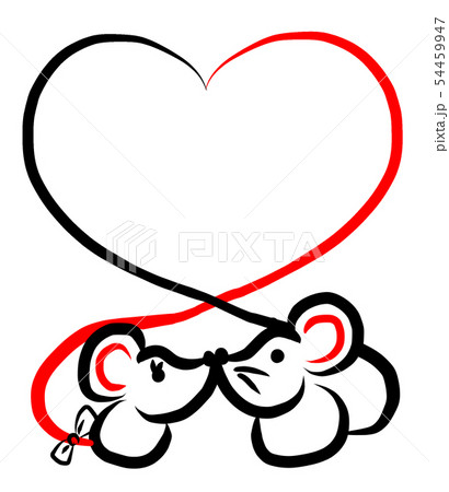 ねずみ かわいい 年賀素材 子 夫婦 恋人 カップルのイラスト素材