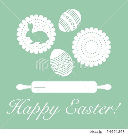 Happy Easter Cookies, bunny, eggs, rolling pin. 54461863