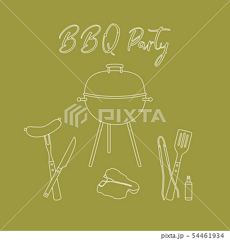Vector illustration with grill and barbecue tools Vector illustration with grill and barbecue tools 54461934