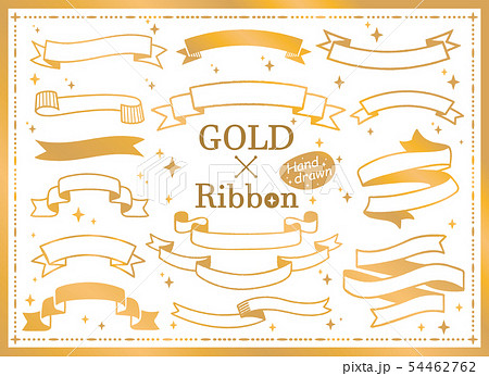 ゴールドリボンフレームのイラスト素材 54462762 Pixta
