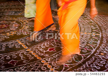 Pilgrims walking on the floor in Hindu temples 54463293