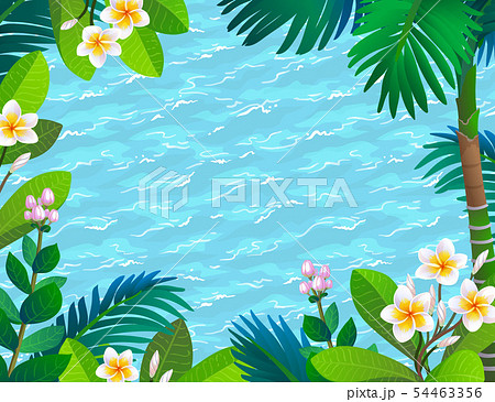 Sea waves and blooming rainforest. Sea waves and blooming rainforest. 54463356