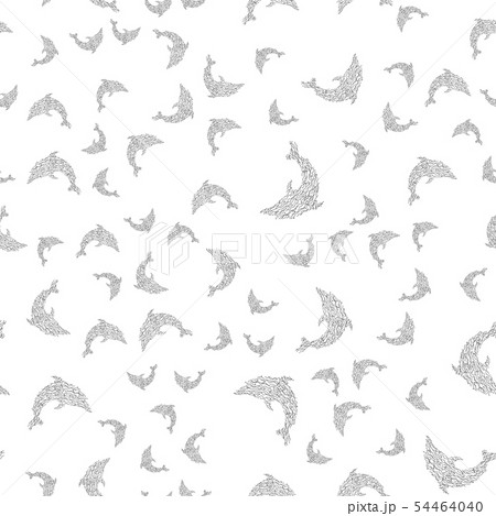 Seamless pattern of dolphins isolated on white 54464040