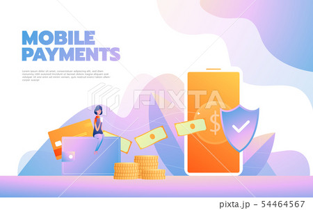 Landing page template of Online Shopping. Modern flat design concept of web page design for website 54464567