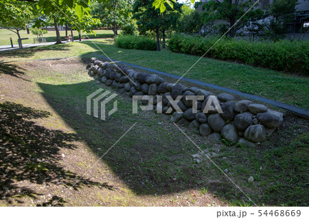 宇都宮城址 土橋の石垣跡 栃木県宇都宮市 宇都宮城址 土橋の石垣跡 栃木県宇都宮市 54468669