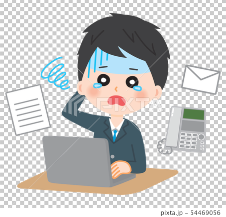 Computer Shock Face Illustration of a man who uses a personal... - Stock Illustration ...