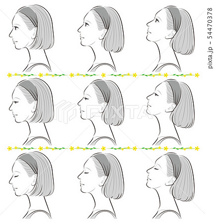 女性の横顔の表情イラストのイラスト素材