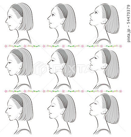 女性の横顔の表情イラストのイラスト素材 54470379 Pixta