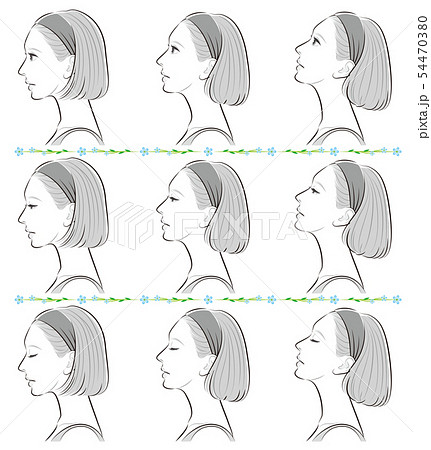 女性の横顔の表情イラストのイラスト素材