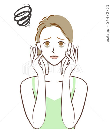 肌の悩み くま 女性 イラストのイラスト素材