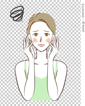 肌の悩み 赤ら顔 ほてり 女性 イラスト 肌の悩み 赤ら顔 ほてり 女性 イラスト 54470753