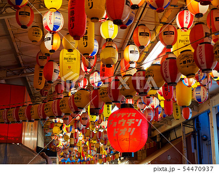 大阪天満 裏天満のちょうちん通りの写真素材