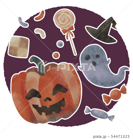ハロウィン ジャックオランタン オバケ お菓子 背景付きのイラスト素材