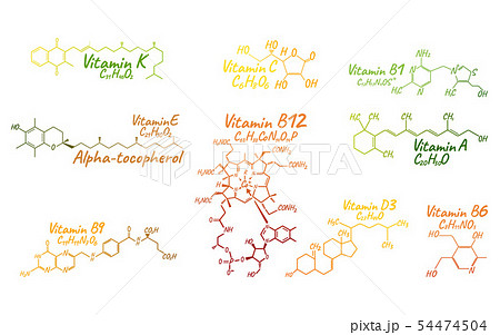 Vitamin Complex B1, B6, B9, B12, K, A, E, C Label 54474504