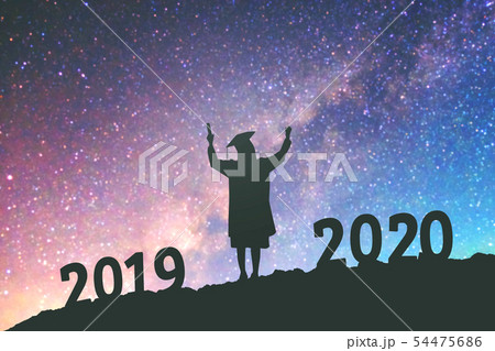 2020 New year Silhouette people graduation in 2020 54475686