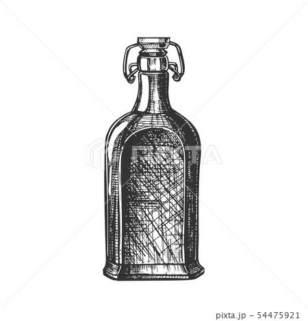 Drawn Blank Whisky Bottle With Flip Cap Vector 54475921
