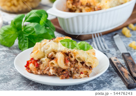 Macaroni casserole with ground beef, cheese 54476243