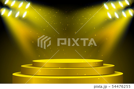 golden podium with spotlight on the stage 54476255