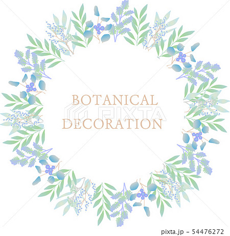 ボタニカル リース フレーム イラスト 植物 Botanical Plants Frame 4のイラスト素材