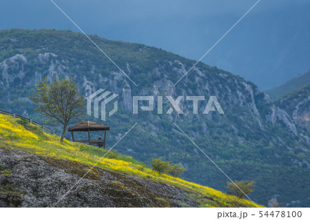 Scenic lookout on a hillside in Meteora Scenic lookout on a hillside in Meteora 54478100