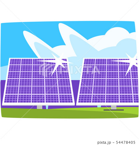 Solar power plant, ecological energy producing station, renewable resources horizontal vector Solar power plant, ecological energy producing station, renewable resources horizontal vector 54478405
