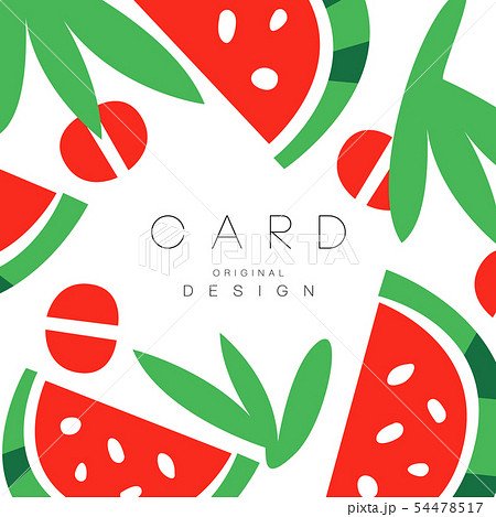 Original illustration with pieces of ripe watermelon. Sweet summer fruit. Healthy nutrition. Organic Original illustration with pieces of ripe watermelon. Sweet summer fruit. Healthy nutrition. Organic 54478517