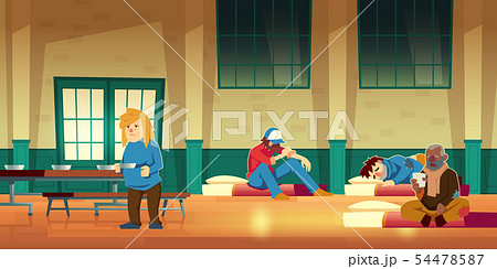 Night shelter for homeless people cartoon vector 54478587