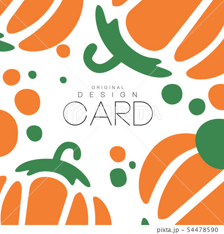Vegetable card template with pepper. Natural and healthy food concept. Colorful vector emblem for 54478590