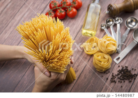 Close up of various pasta 054 54480987