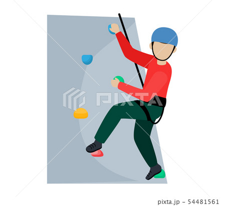 Kids climbing vector climber children character climbs rock mountain wall or mountainous cliff Kids climbing vector climber children character climbs rock mountain wall or mountainous cliff 54481561