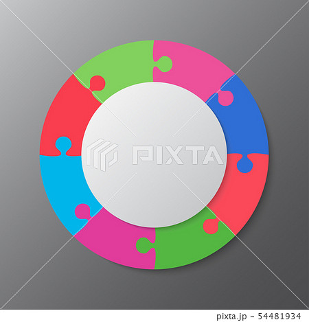 Eight pieces jigsaw puzzle circles diagram graphic 54481934
