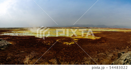Panorama inside Dallol volcanic crater in Danakil Panorama inside Dallol volcanic crater in Danakil 54483022