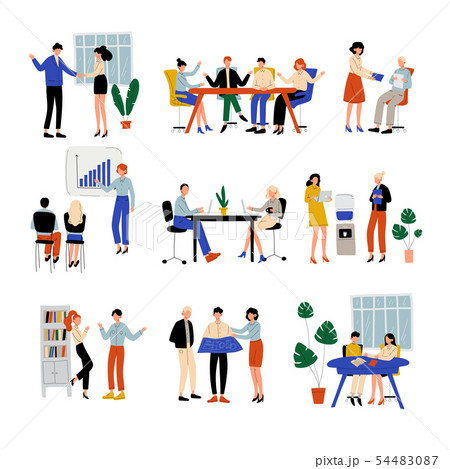 Business People Working In Office Set のイラスト素材