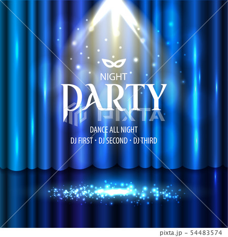 Theatrical background with a blue curtain and a 54483574