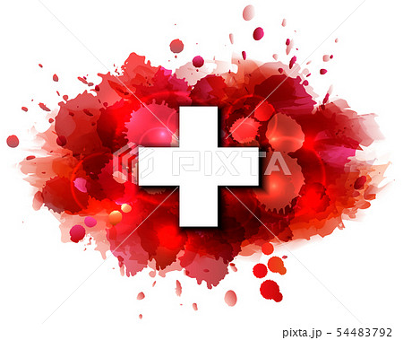 Flag of Switzerland on red paint splashes 54483792