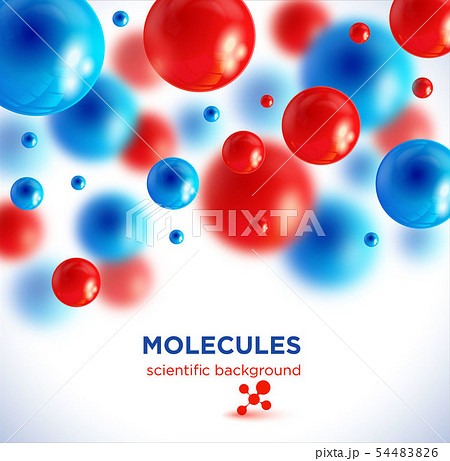Blue and red molecules, vector background.3D 54483826