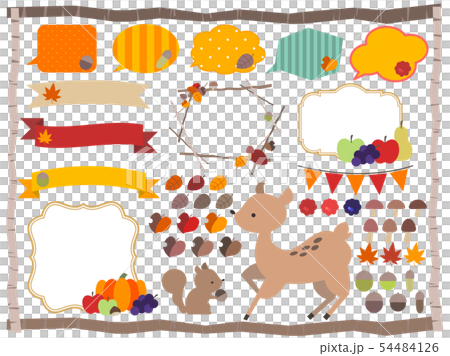 Autumn motif illustration frame set 54484126