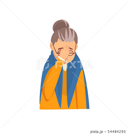 Senior Woman Covering Her Face with Hand, Grandma Making Facepalm Gesture, Shame, Headache 54484293