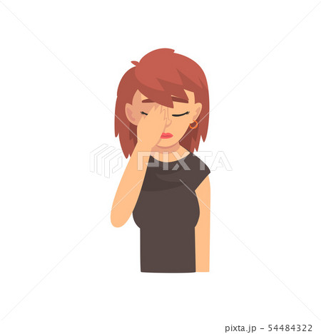 Young Woman Covering Her Face with Hand, Girl Making Facepalm Gesture, Shame, Headache Young Woman Covering Her Face with Hand, Girl Making Facepalm Gesture, Shame, Headache 54484322