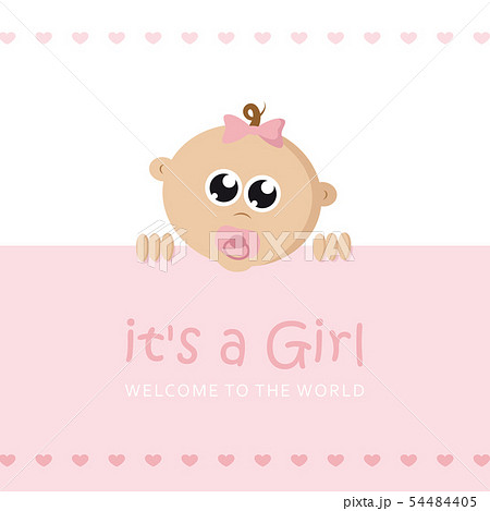 Its A Girl Welcome Greeting Card For Childbirth のイラスト素材