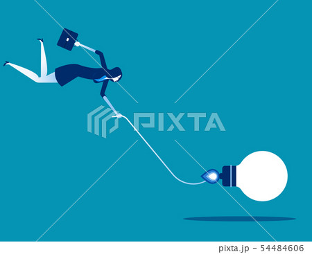Businesswoman and bulb navigation. Concept Businesswoman and bulb navigation. Concept 54484606