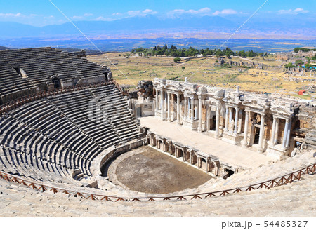 Ruins of theater in ancient Hierapolis, Pamukkale, 54485327