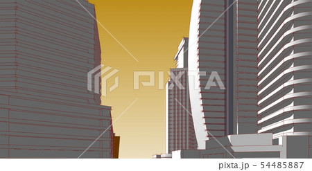 3D illustration architecture building perspective 54485887