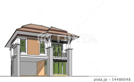 3D illustration architecture building perspective 54486048