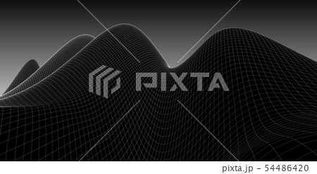 Abstract 3d wireframe terrain ,3d Illustration 54486420