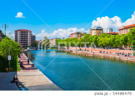 Darsena artificial reservoir in Milan 54486470