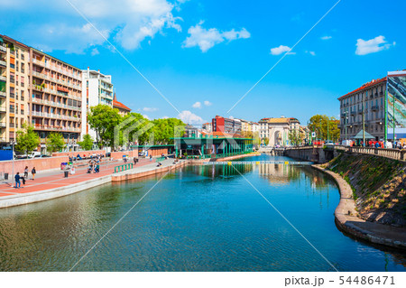 Darsena artificial reservoir in Milan 54486471