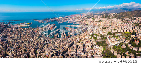 Genoa port aerial panoramic view Genoa port aerial panoramic view 54486519